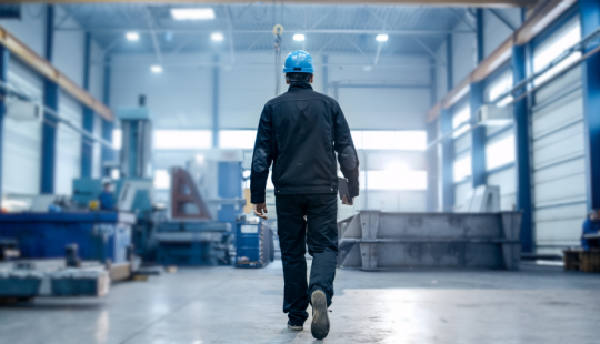 working engineer in warehouse