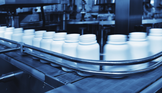 pills on assembly line