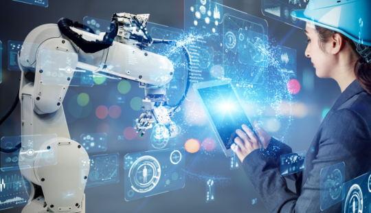 engineer with robotics and data