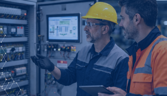 technicians looking at electrical panel